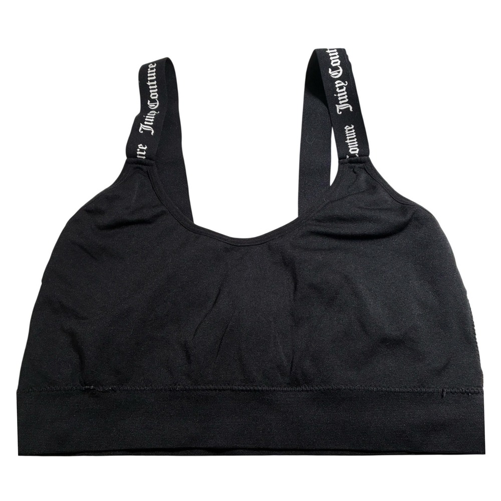 Juicy Couture Black Logo Strap Bralette Seamless Y2K Gothic Athleisure Bra 2X